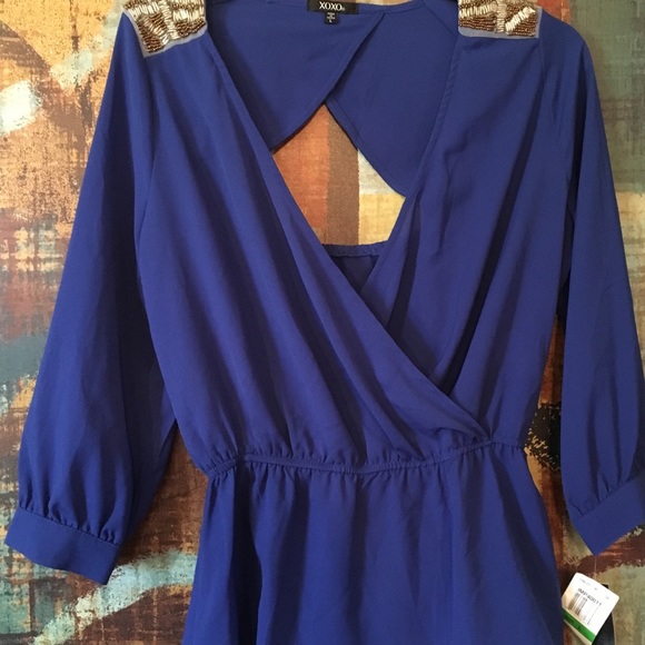 XOXO Tops - Intricate Blue Dress Top
